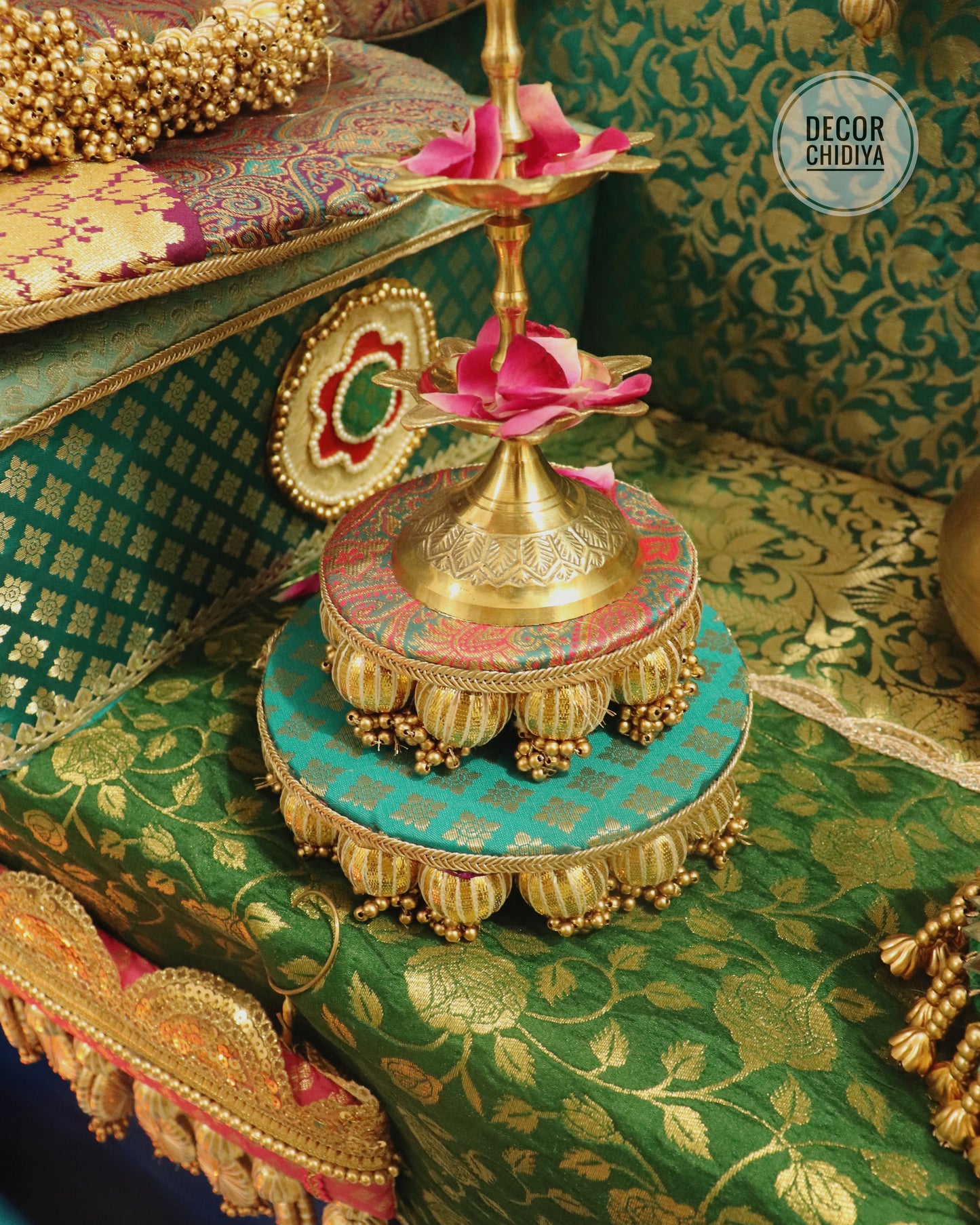 Peacock Theme Pooja Decor Set | Ganpati, Janmashtami & Festive Mandir Decoration at Home