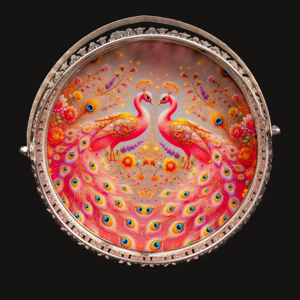 Pichwai Cow & Lotus Tray – 6 & 8 Inch - Pink