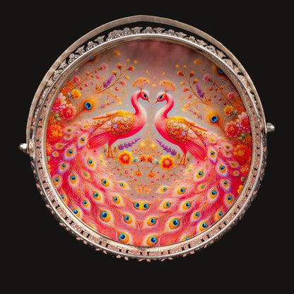 Pichwai Cow & Lotus Tray – 6 & 8 Inch - Pink