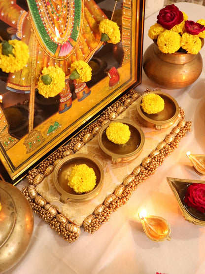 Traditional Brass Pooja Decor Set | 22 Pcs Complete Temple & Home Decor Set
