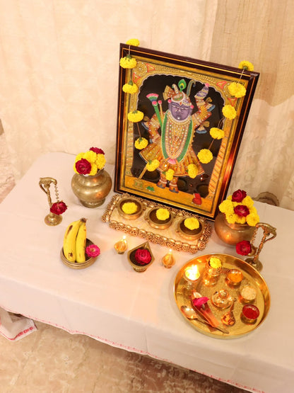 Traditional Brass Pooja Decor Set | 22 Pcs Complete Temple & Home Decor Set
