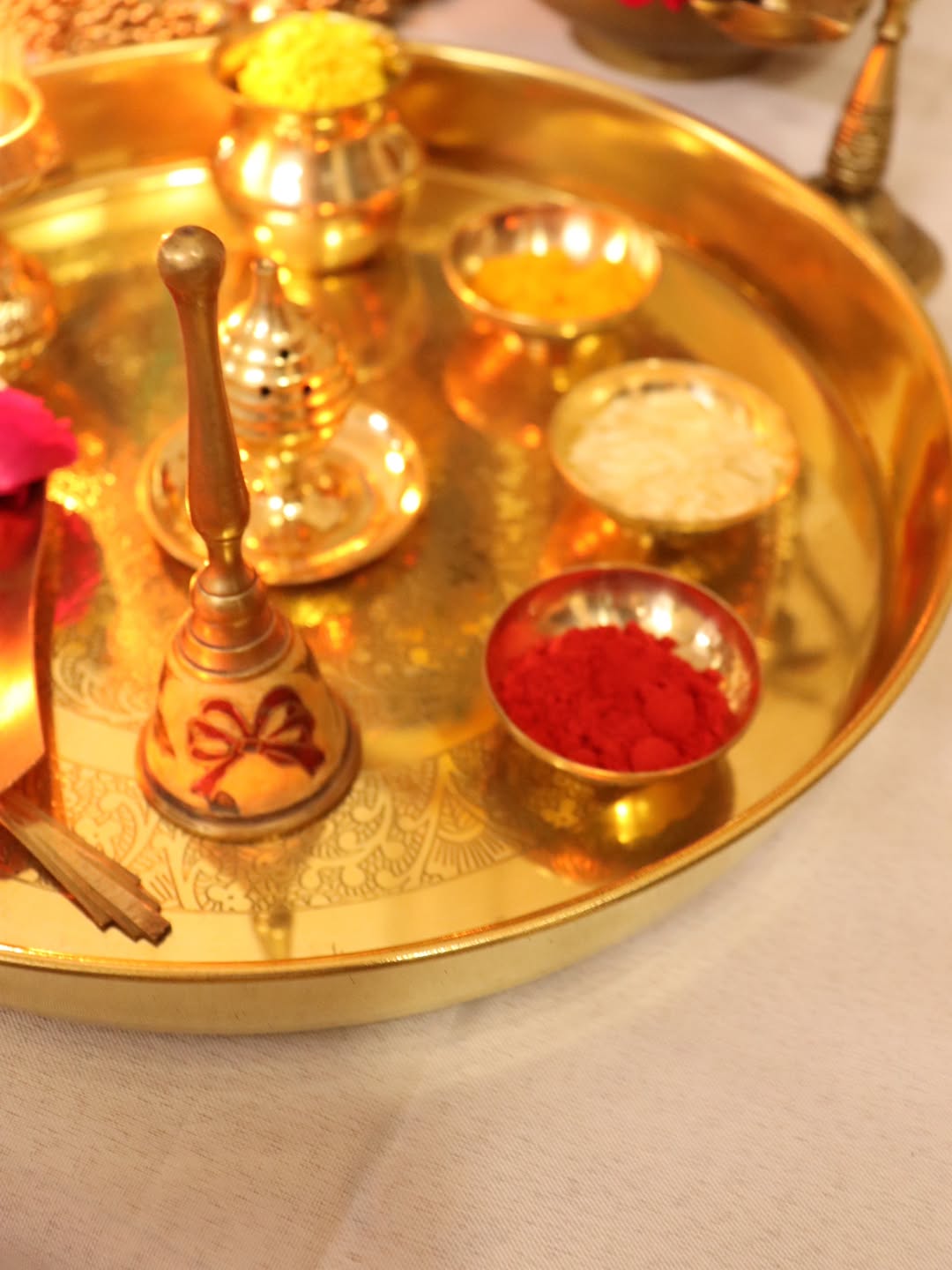 Traditional Brass Pooja Decor Set | 22 Pcs Complete Temple & Home Decor Set