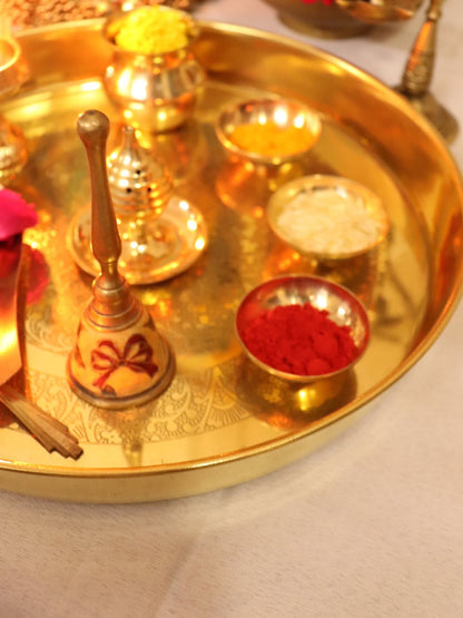 Traditional Brass Pooja Decor Set | 22 Pcs Complete Temple & Home Decor Set