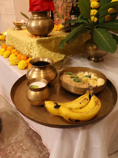 Traditional Brass Pooja Decor Setup- 8 main pcs set