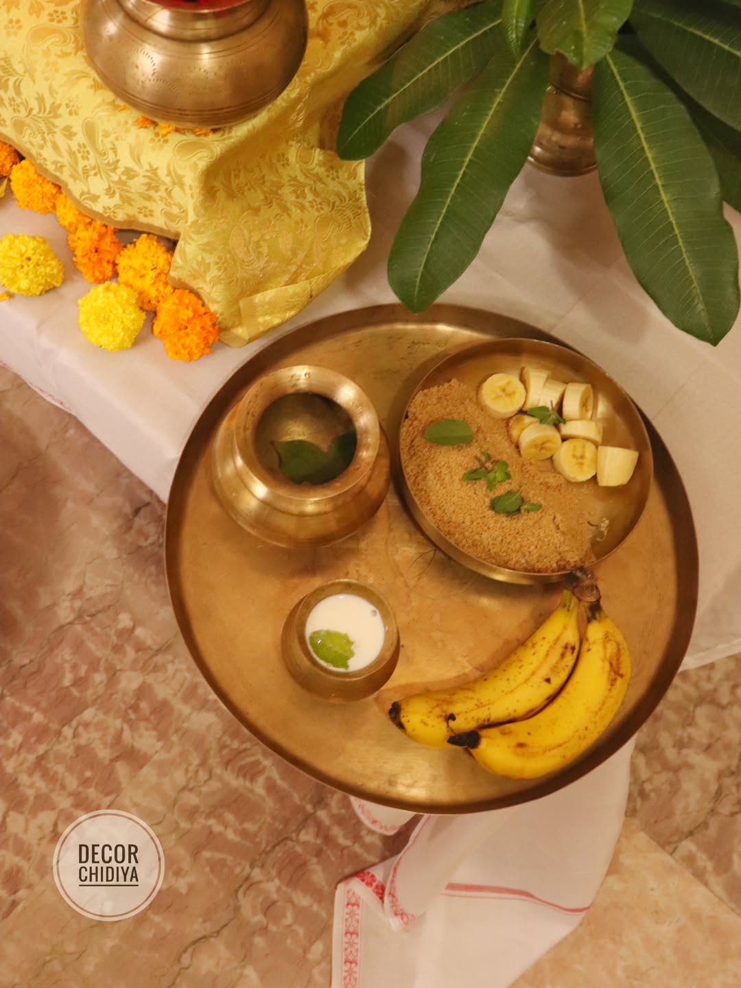 Traditional Brass Pooja Decor Setup- 8 main pcs set