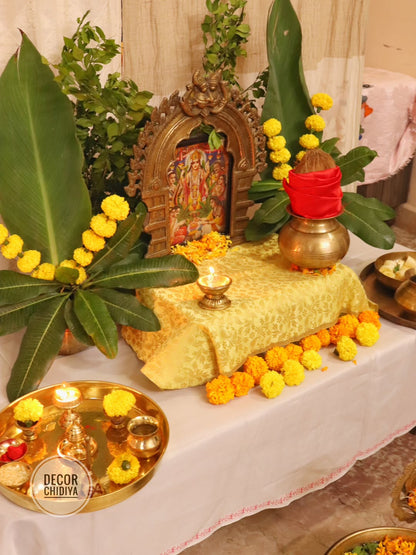 Traditional Brass Pooja Decor Setup- 8 main pcs set