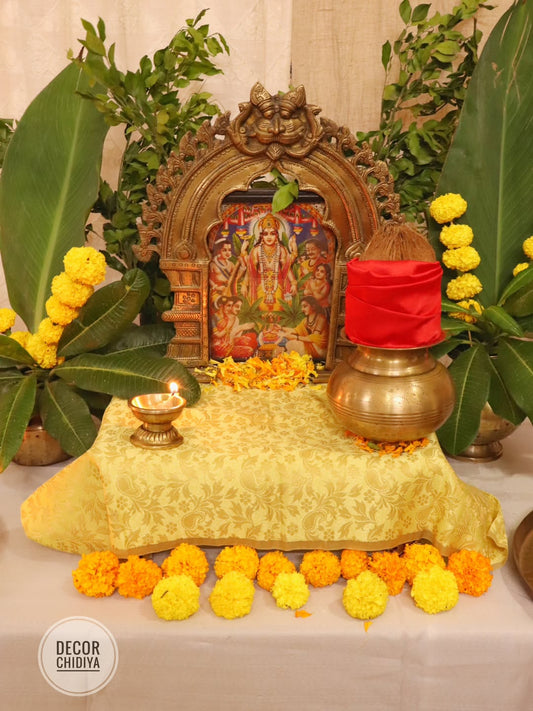 Traditional Brass Pooja Decor Setup- 8 main pcs set