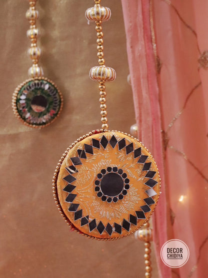 Surya Mandap - Royal Mirrorwork Pooja Decor Set – Handcrafted Traditional Backdrop & Table Styling