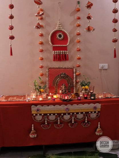 Shubhrangi – Pooja Mandap decor in banarasi  for Navratri & Diwali