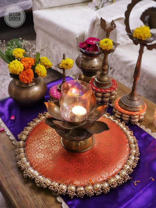 Vibrant Coffee Table Decor Set – Orange & Violet Combo | Handmade Festive & Pooja Styling