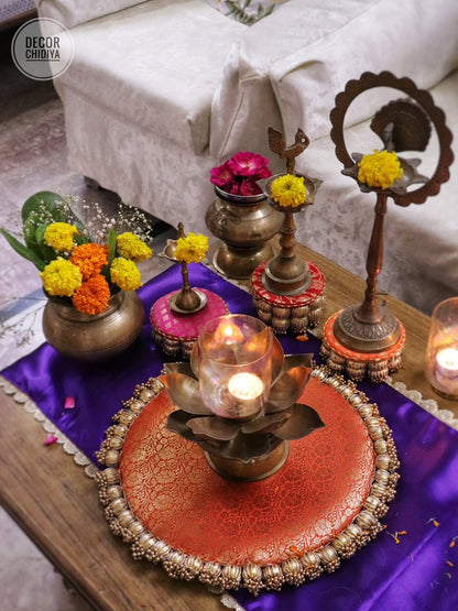 Vibrant Coffee Table Decor Set – Orange & Violet Combo | Handmade Festive & Pooja Styling