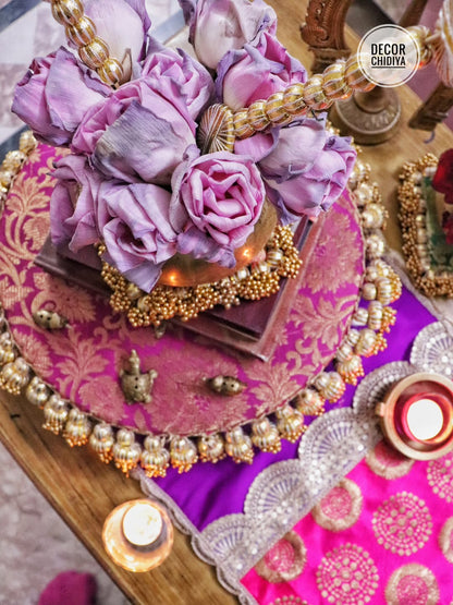 Royal Brass Kalash Urli & Pooja Table Decor Set – Traditional Indian Centerpiece