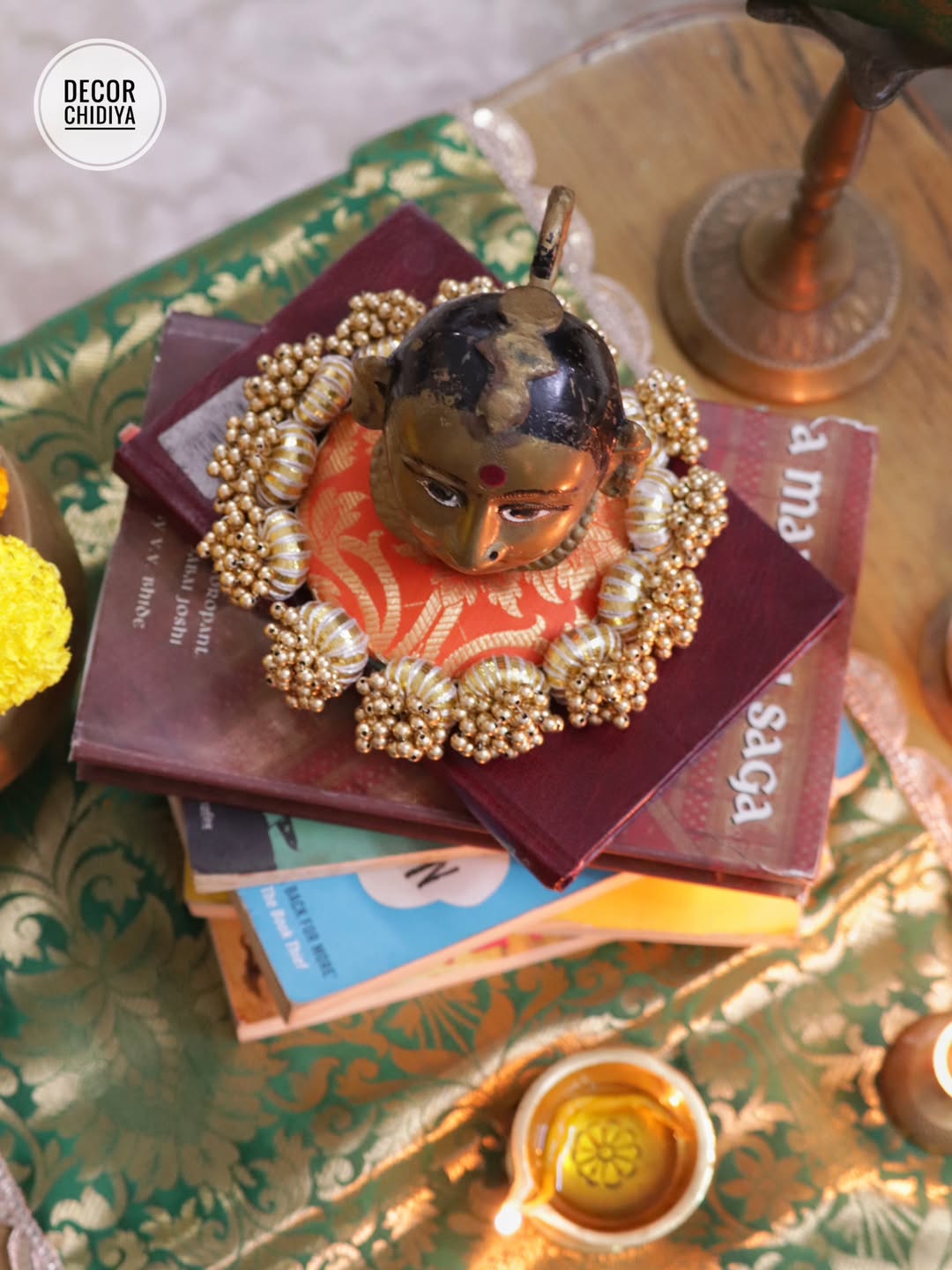 Green Gauri Mukh Coffee Table decor  – Handcrafted Indian Decor