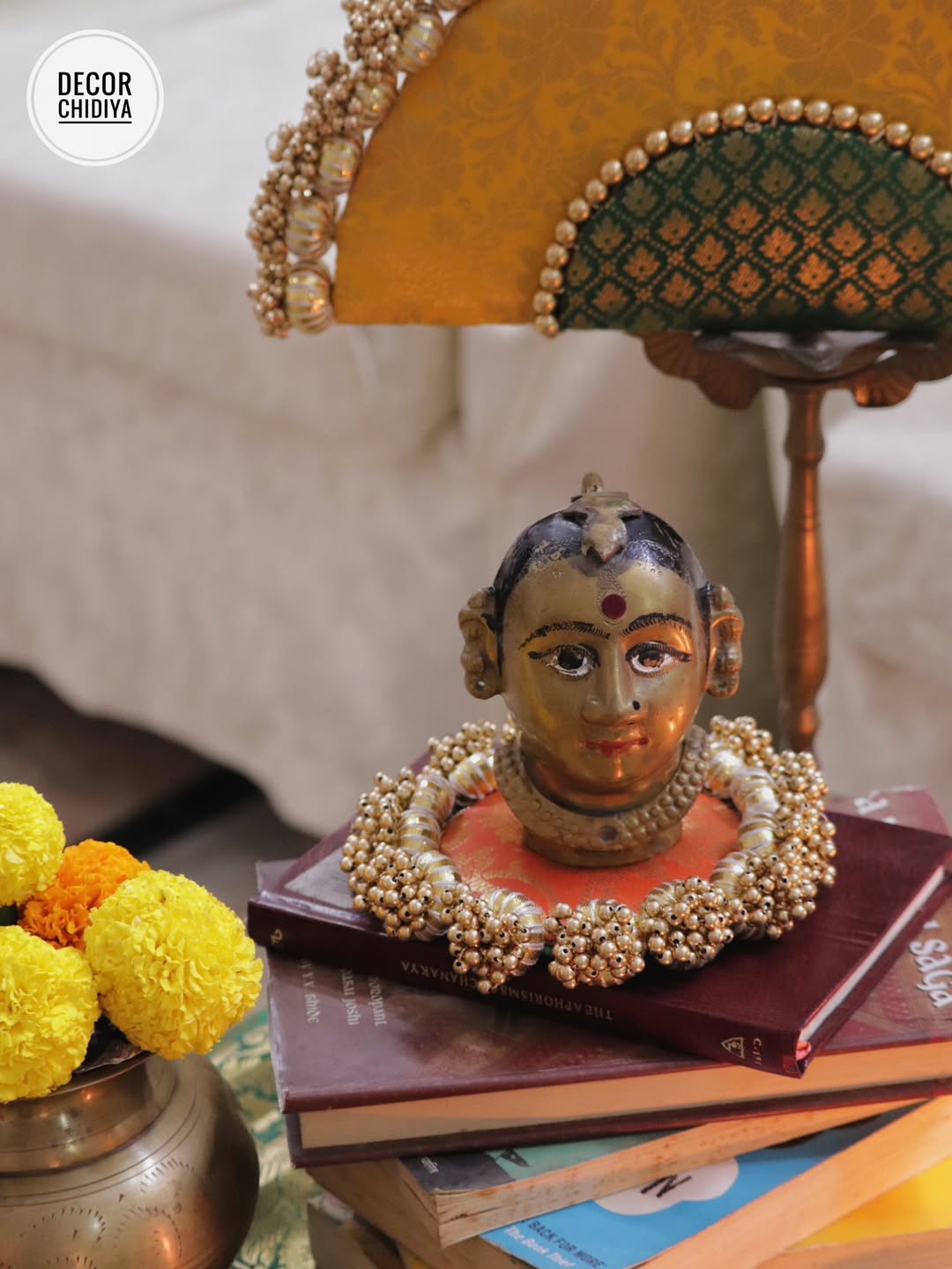 Green Gauri Mukh Coffee Table decor  – Handcrafted Indian Decor