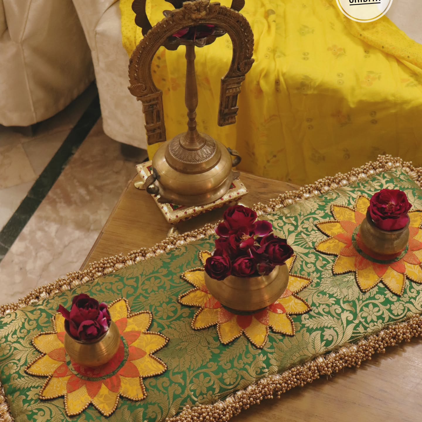 shubh labh mandir placemat rectangular  - 12 x 23 inches