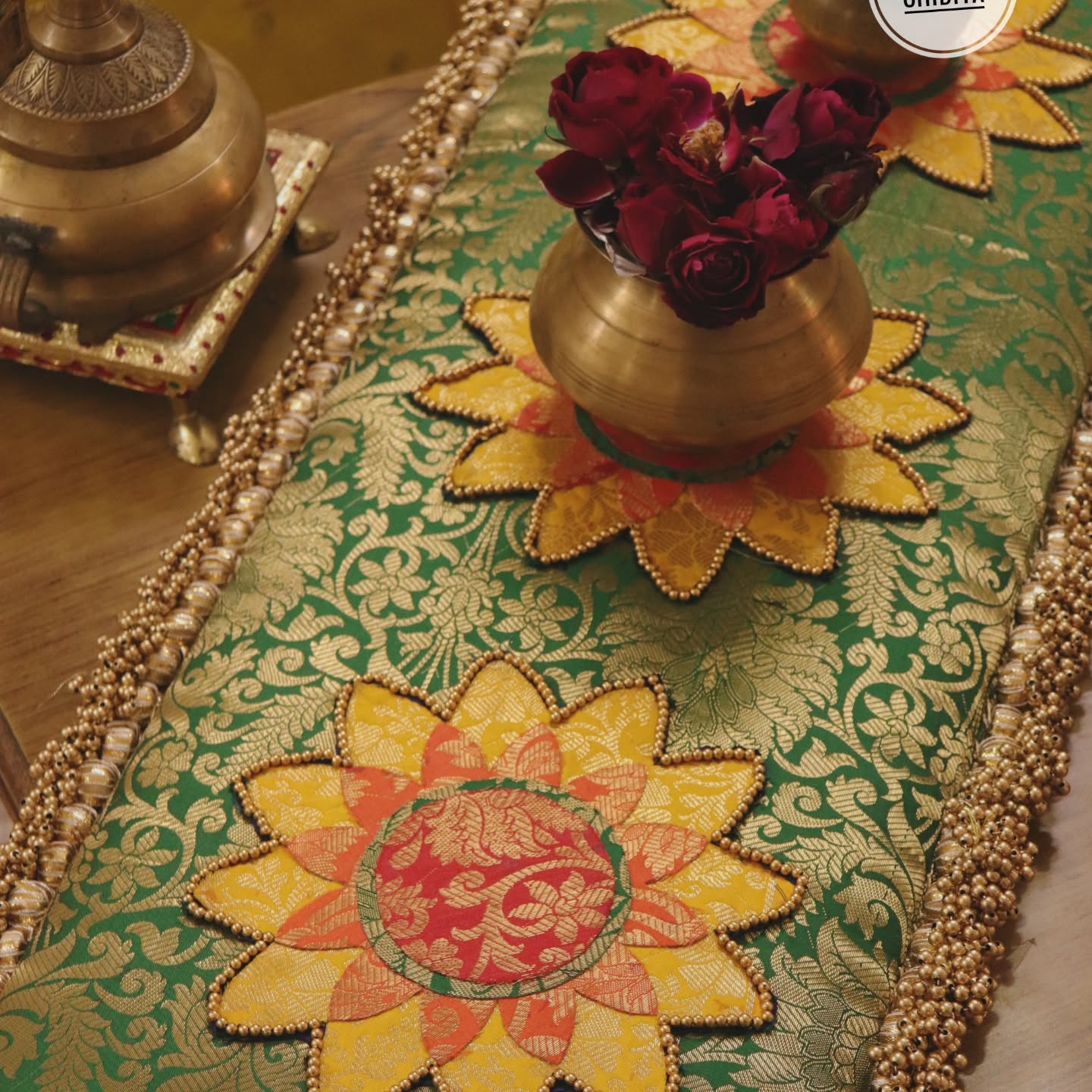 shubh labh mandir placemat rectangular  - 12 x 23 inches
