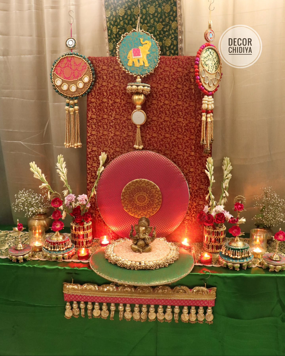 Rajwada Theme Pooja Decor Set | Ganpati, Janmashtami & Festive Mandir Decoration at Home (Copy)