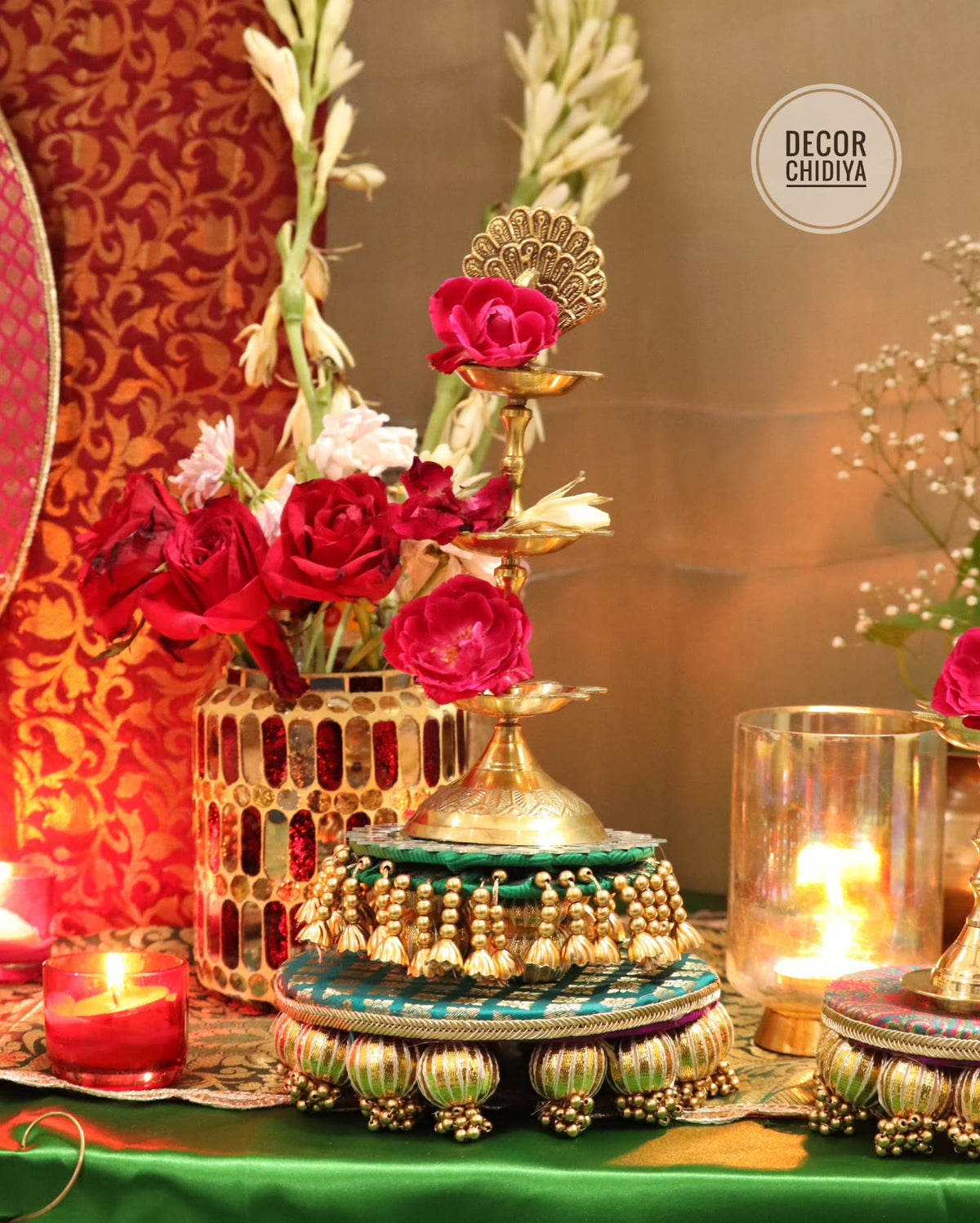 Rajwada Theme Pooja Decor Set | Ganpati, Janmashtami & Festive Mandir Decoration at Home (Copy)