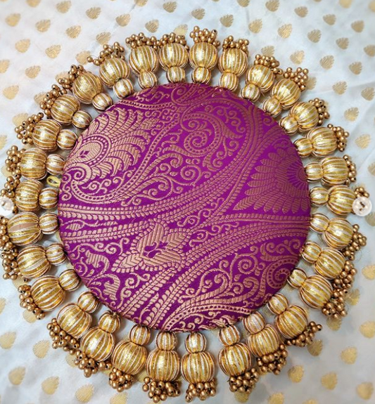 Purple - classic placemat - golden beads