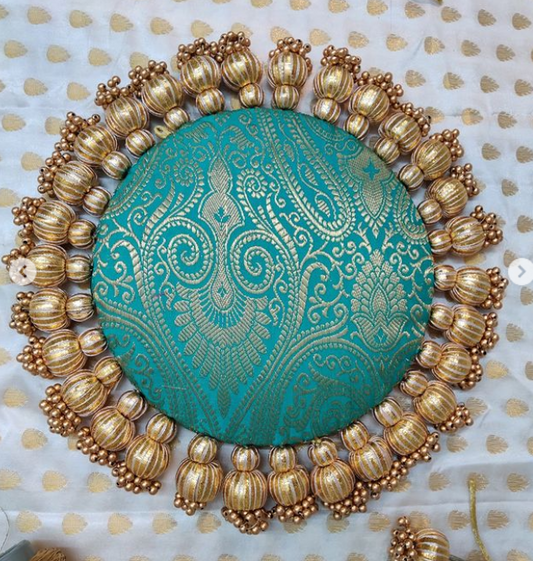 Sea green - classic placemat - golden beads