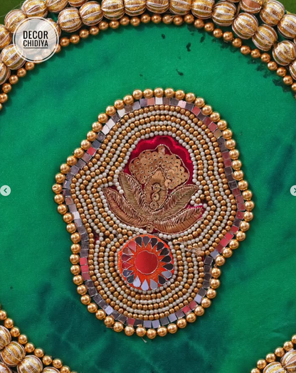 Vrindavan Vibe – Eco-Friendly Green Ganpati Decor Set | Krishna-Inspired Pooja Theme