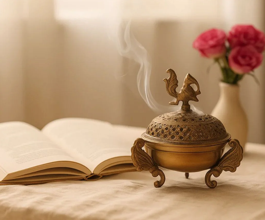 Handcrafted Brass peacock Dhoopdani | Sambrani & Dhoop Cone Burner