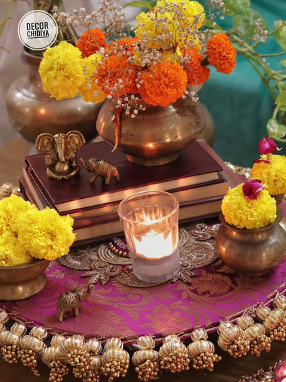 Utsav Coffee Table Decor Set – Yellow, Green  & Violet Festive Centerpiece