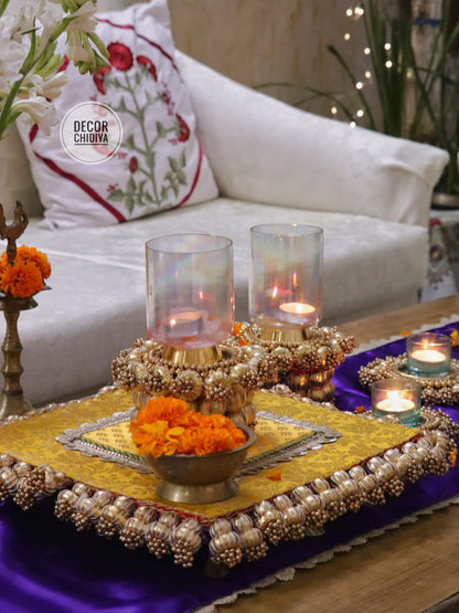 Utsav Coffee Table Decor Set – Yellow, Gold & Violet Festive Centerpiece