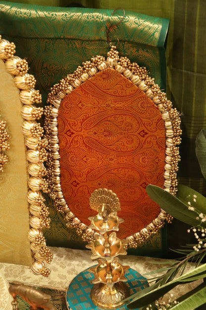 Traditional Durva Decor Set – Royal Green & Orange Pooja Decor Set ⭐ | Festive Mandir Decoration for Ganpati, Navratri & Diwali