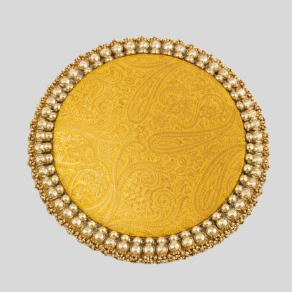 Gold   - classic red placemat -  golden beads placemat