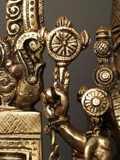 13" Standing Tirupati Balaji Venkateshvara Brass Statue with Kirtimukha Arch | Lord Venkateswara Idol for Home Temple Decor & Pooja