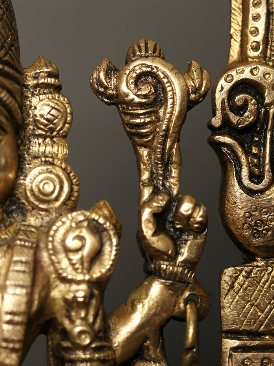 13" Standing Tirupati Balaji Venkateshvara Brass Statue with Kirtimukha Arch | Lord Venkateswara Idol for Home Temple Decor & Pooja