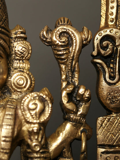 13" Standing Tirupati Balaji Venkateshvara Brass Statue with Kirtimukha Arch | Lord Venkateswara Idol for Home Temple Decor & Pooja