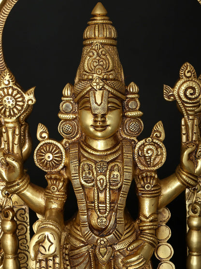 22" Lord Tirupati Balaji Venkateshvara & Padmavathi Brass Statue Pair | Premium Brass Hindu God Idol Set for Home Decor & Pooja
