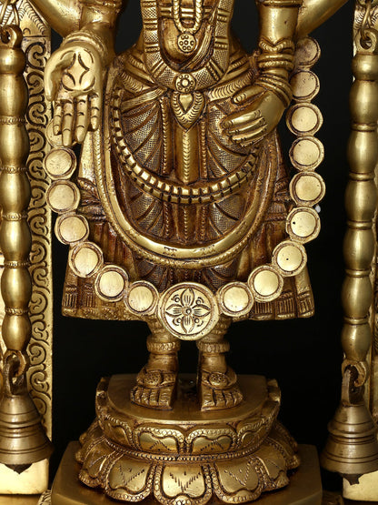 22" Lord Tirupati Balaji Venkateshvara & Padmavathi Brass Statue Pair | Premium Brass Hindu God Idol Set for Home Decor & Pooja