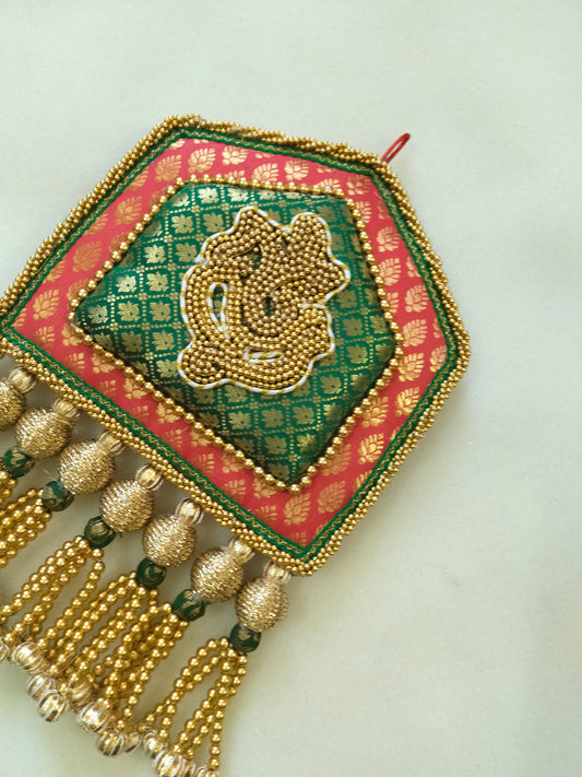 Divine Splendor: Ganpati Torana – Exquisite Brocade Wall Hanging