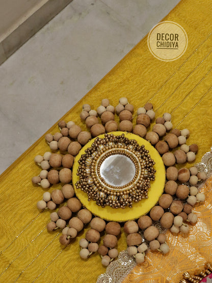 Abha – Haldi and  Table Decor Set in Yellow & Pink | Indian Festive Tablescape Styling Kit ( complete set - 21 pcs)