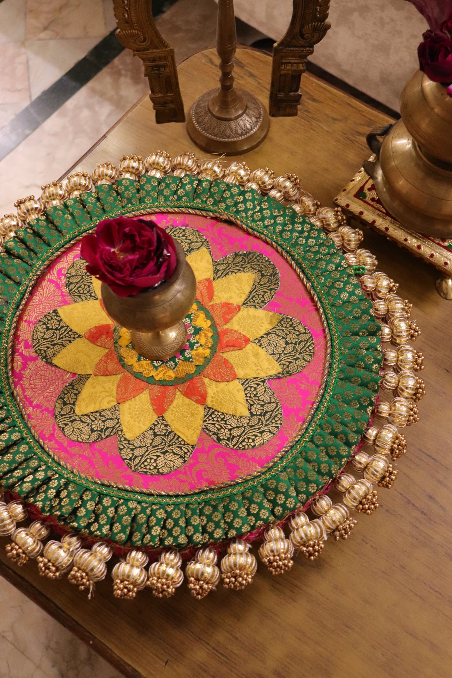 Hunar – Gajon ka Utsav- vibrant  | Handmade Banarasi patchwork Table Decor | Various Sizes