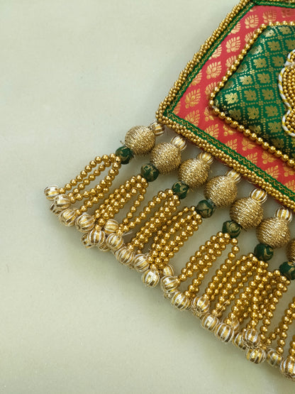 Divine Splendor: Ganpati Torana – Exquisite Brocade Wall Hanging