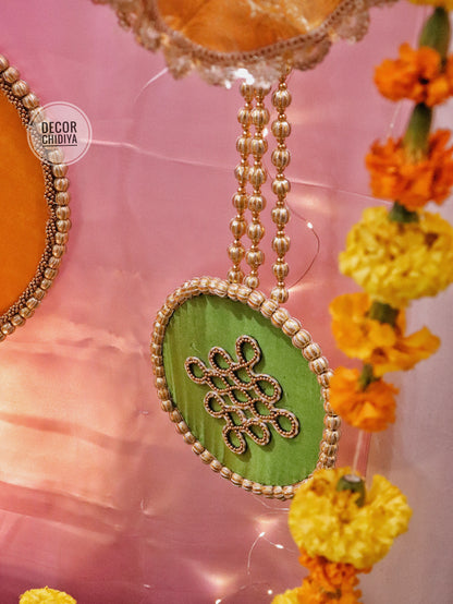 Aangan Mein Aarti - Pastel theme kolam inspired pooja setup - Pink, yellow and green