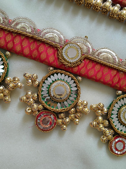 Exclusive - Purnachandra or Circular pendant Toran  - Red hara  - small motifs brocade toran (Copy)
