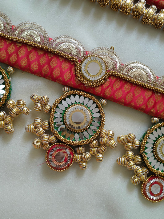 Exclusive - Purnachandra or Circular pendant Toran  - Red hara  - small motifs brocade toran (Copy)