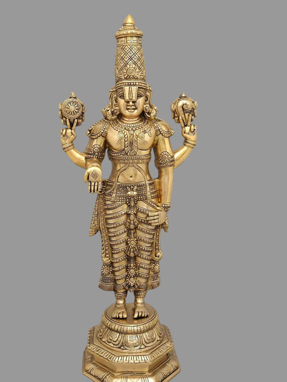 22" and 19 inches  Lord Tirupati Balaji Venkateshvara & Padmavathi Brass Statue Pair | Premium Brass Hindu God Idol Set for Home Decor & Pooja (Copy)