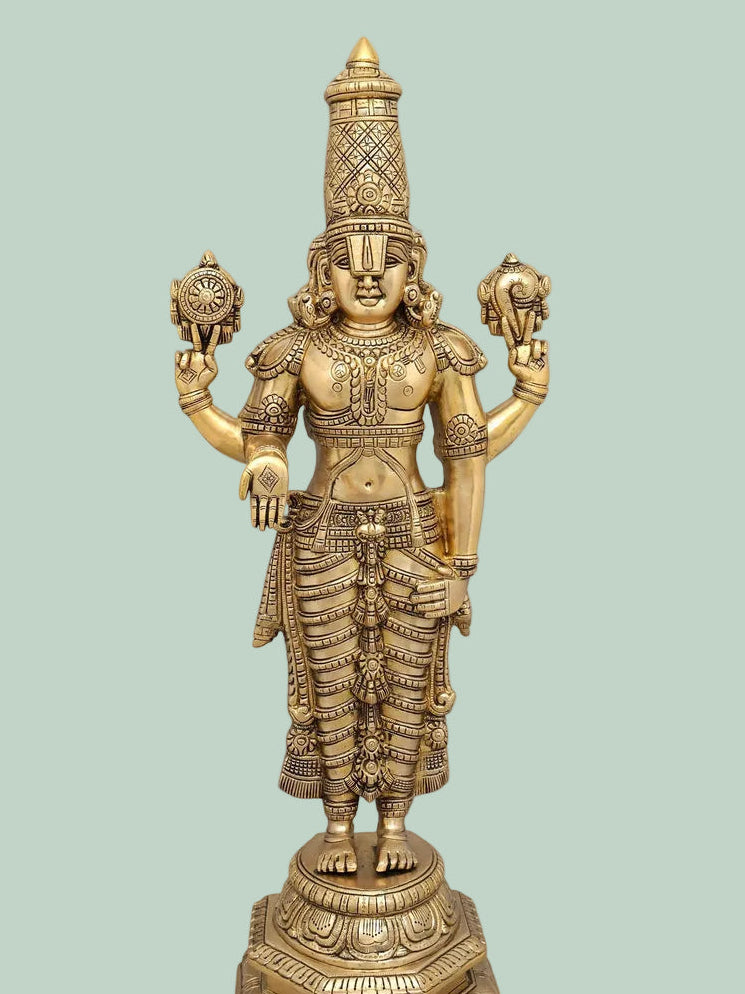 22" and 19 inches  Lord Tirupati Balaji Venkateshvara & Padmavathi Brass Statue Pair | Premium Brass Hindu God Idol Set for Home Decor & Pooja (Copy)