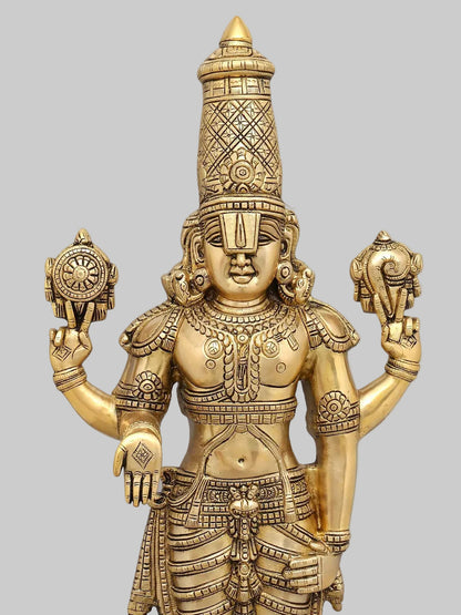 22" and 19 inches  Lord Tirupati Balaji Venkateshvara & Padmavathi Brass Statue Pair | Premium Brass Hindu God Idol Set for Home Decor & Pooja (Copy)
