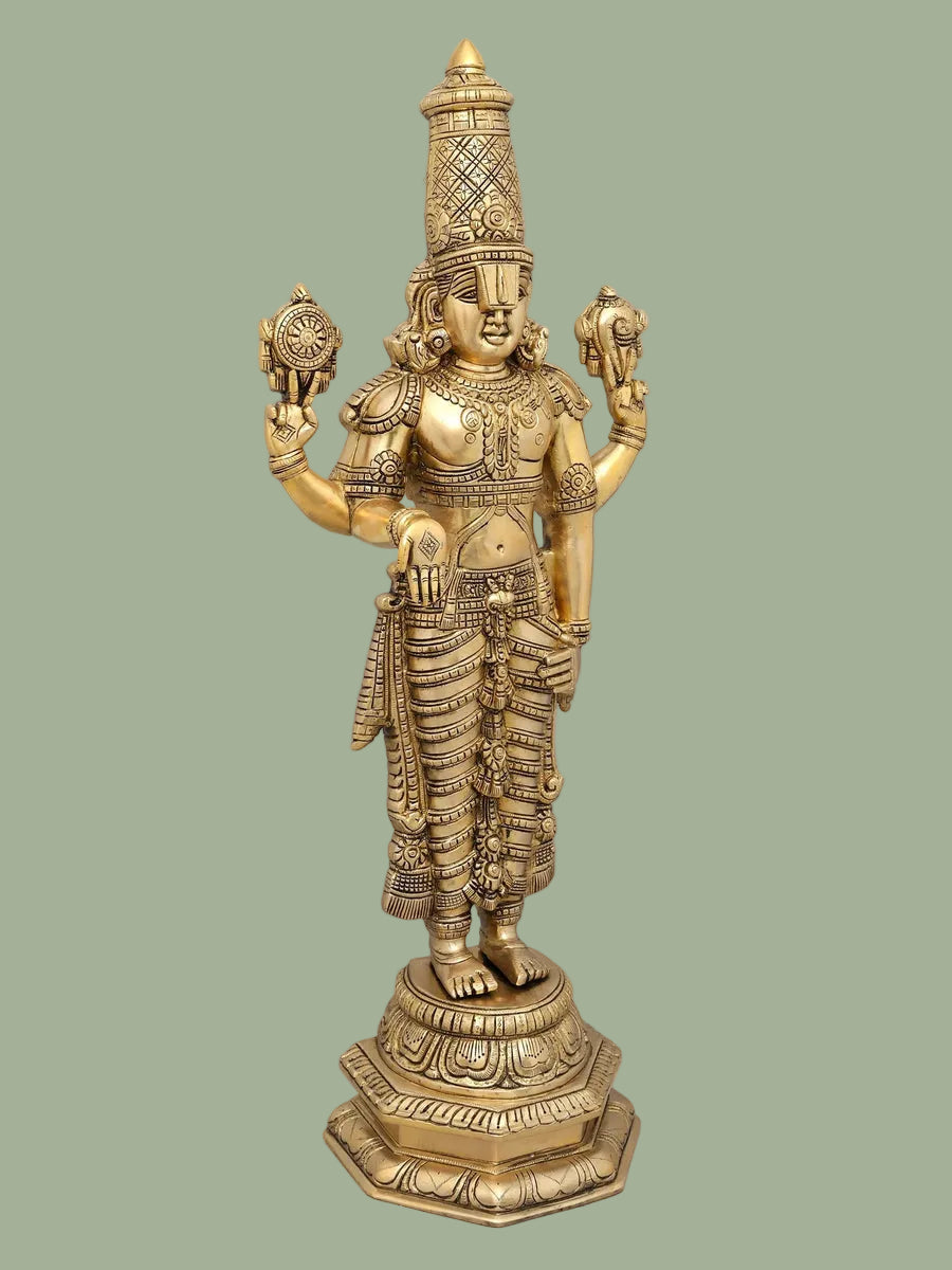 22" and 19 inches  Lord Tirupati Balaji Venkateshvara & Padmavathi Brass Statue Pair | Premium Brass Hindu God Idol Set for Home Decor & Pooja (Copy)