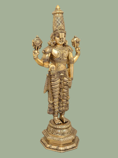 22" and 19 inches  Lord Tirupati Balaji Venkateshvara & Padmavathi Brass Statue Pair | Premium Brass Hindu God Idol Set for Home Decor & Pooja (Copy)