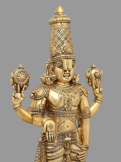 22" and 19 inches  Lord Tirupati Balaji Venkateshvara & Padmavathi Brass Statue Pair | Premium Brass Hindu God Idol Set for Home Decor & Pooja (Copy)