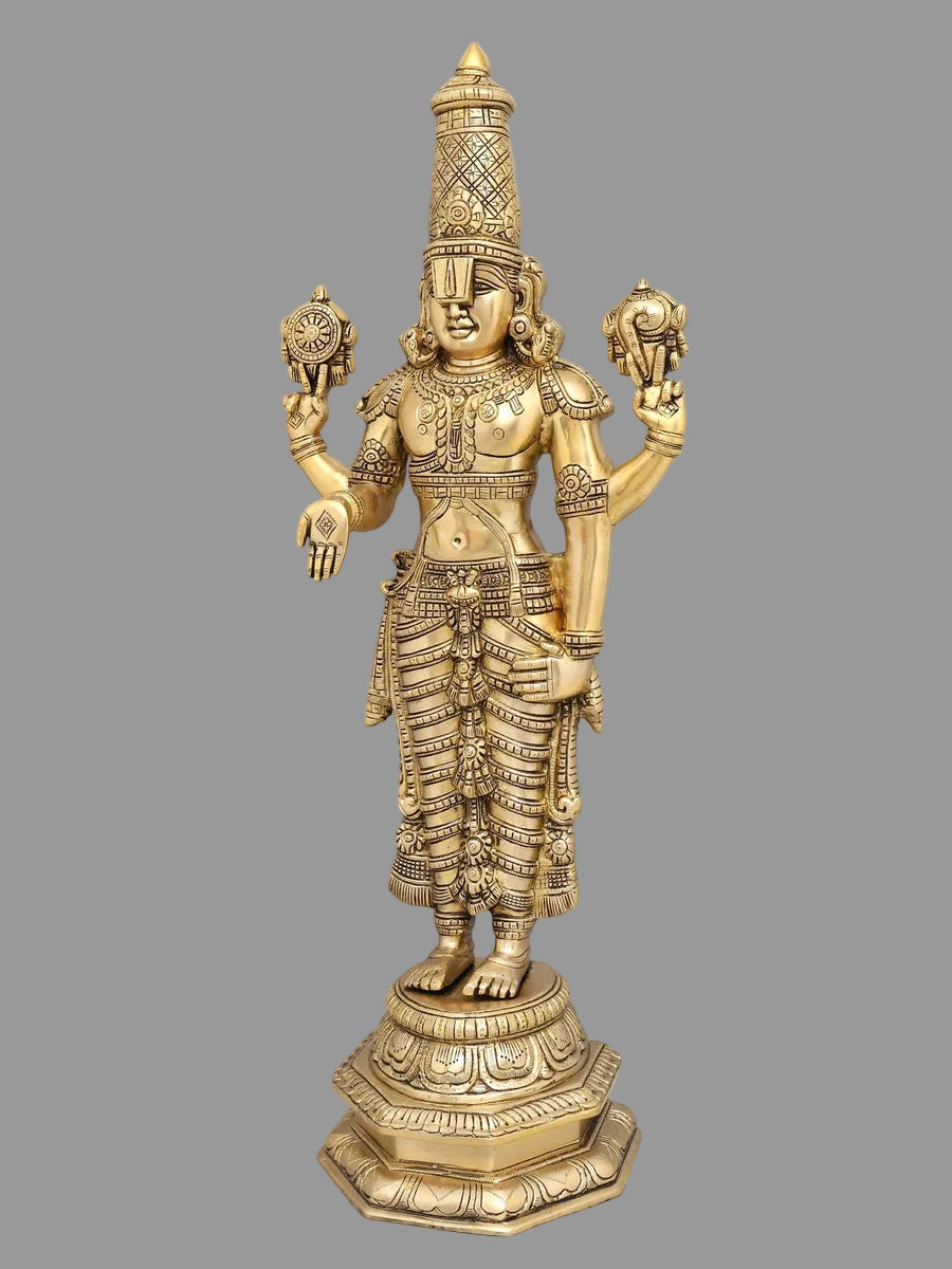 22" and 19 inches  Lord Tirupati Balaji Venkateshvara & Padmavathi Brass Statue Pair | Premium Brass Hindu God Idol Set for Home Decor & Pooja (Copy)
