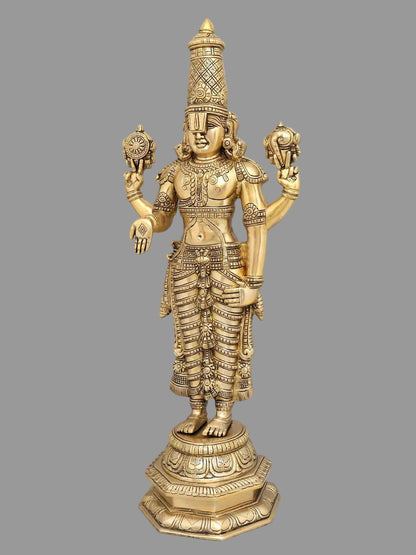 22" and 19 inches  Lord Tirupati Balaji Venkateshvara & Padmavathi Brass Statue Pair | Premium Brass Hindu God Idol Set for Home Decor & Pooja (Copy)